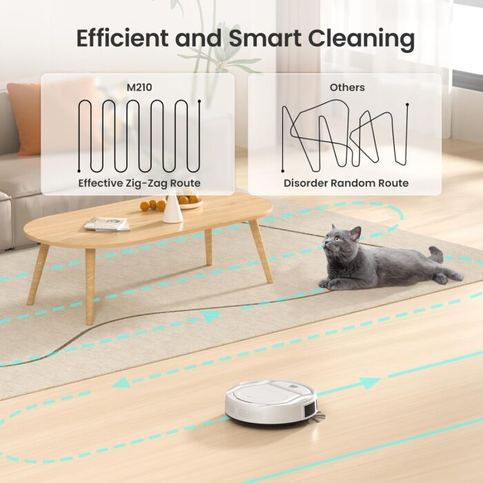 Lefant Robot Vacuum Cleaner, Strong Suction, 120 Mins Runtime, Slim, Low Noise, Automatic Self-Charging, Wi-Fi/App/Alexa Control, Ideal for Pet Hair Hard Floor and Daily Cleaning, M210 - Image 3