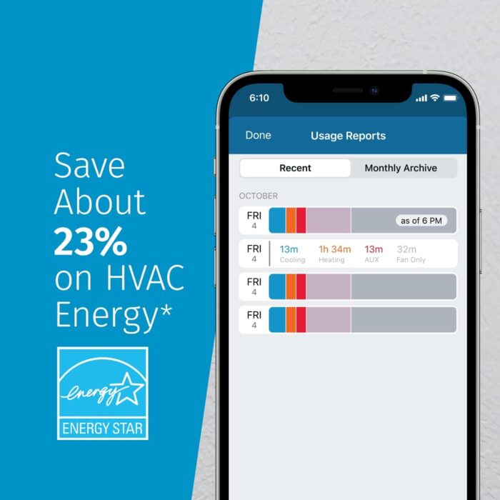 EMERSON Sensi Touch Wi-Fi Smart Thermostat with Touchscreen Color Display, Works with Alexa, Energy Star Certified, C-wire Required, ST75W , White - Image 3