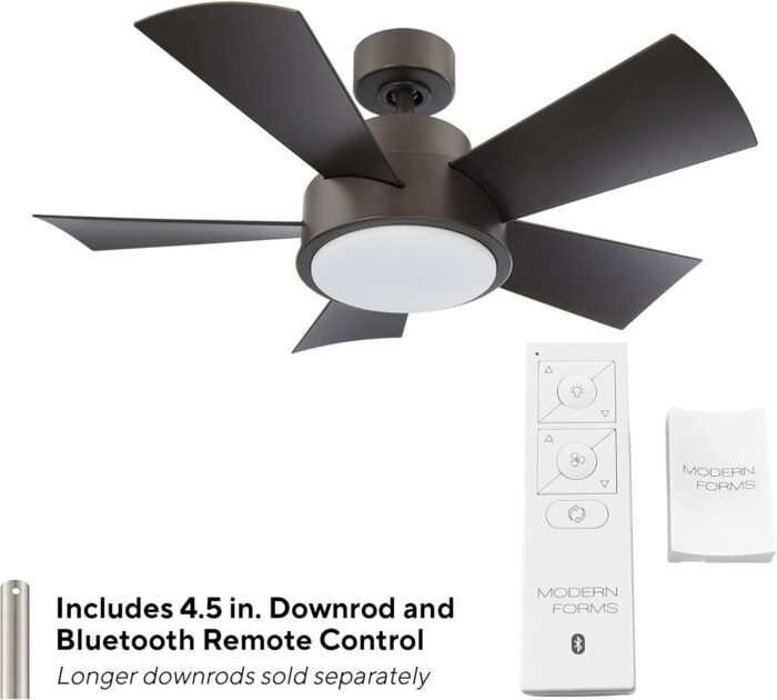 Vox Indoor and Outdoor 5-Blade 38in Smart Ceiling Fan in Bronze with 3000K LED Light Kit and Remote Control works with Alexa and iOS or Android App - Image 2