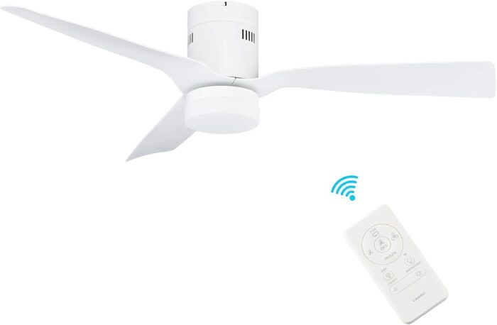 SMAAIR 52 Inch Smart Ceiling Fan with Lights and 10-speed DC Motor, Works with Remote Control/Alexa/Google Home/Siri, Dimmable LED Light (52 Inch, Creamy White)