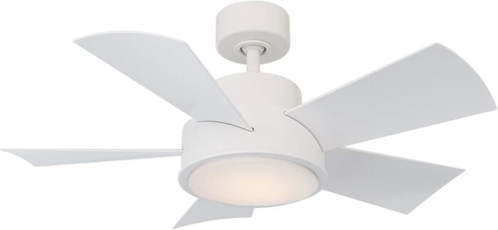 Vox Indoor and Outdoor 5-Blade 38in Smart Ceiling Fan in Matte White with 3000K LED Light Kit and Remote Control Works with Alexa and iOS or Android App