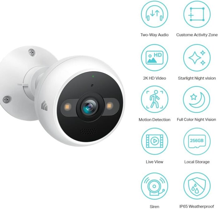 Kasa Smart 2K QHD Security Camera Outdoor Wired, IP65, Starlight Sensor & 98Ft Night Vision, Motion/Person Detection, 2 Way Audio w/Siren, Cloud/SD Card Storage, Alexa &Google Home Compatible(KC420WS) - Image 2