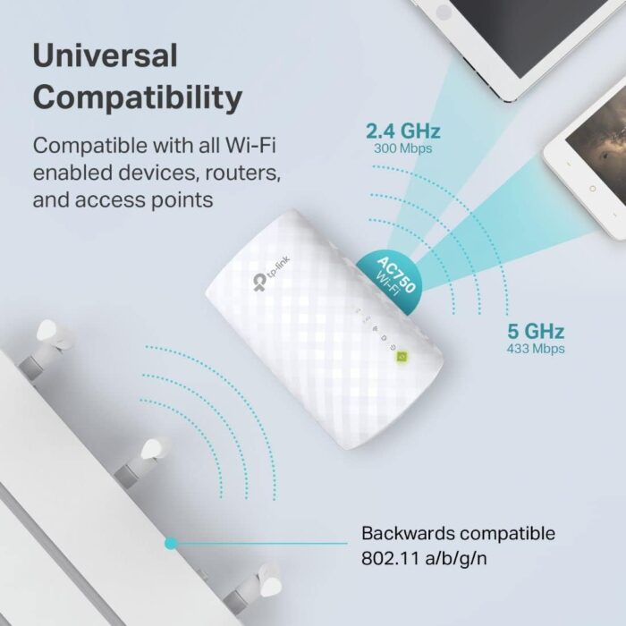 TP-Link WiFi Extender with Ethernet Port, Dual Band 5GHz/2.4GHz , Up to 44% More Bandwidth than Single Band, Covers Up to 1200 Sq.ft and 30 Devices, Signal Booster Amplifier Supports OneMesh(RE220) - Image 7