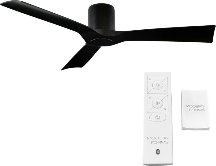 Modern Forms Aviator Smart Indoor and Outdoor 5-Blade Flush Mount Ceiling Fan 54in Matte Black with Remote Control (Light Kit Sold Separately) works with Alexa, and iOS or Android App - Image 2