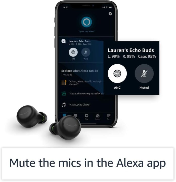 Amazon Echo Buds with Active Noise Cancellation (newest model), Wired charging case, Black - Image 6