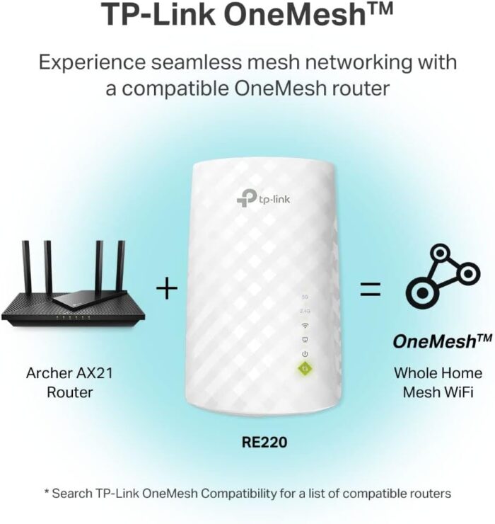 TP-Link WiFi Extender with Ethernet Port, Dual Band 5GHz/2.4GHz , Up to 44% More Bandwidth than Single Band, Covers Up to 1200 Sq.ft and 30 Devices, Signal Booster Amplifier Supports OneMesh(RE220) - Image 6