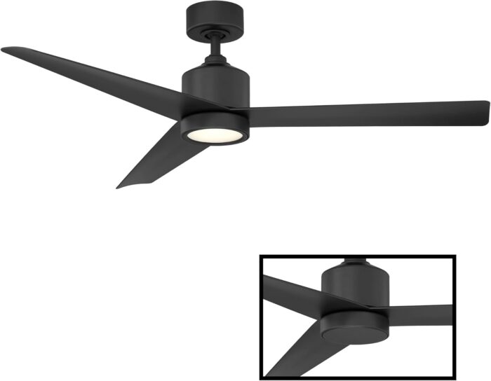 Lotus Smart Indoor and Outdoor 3-Blade Ceiling Fan 54in Matte Black with 3000K LED Light Kit and Remote Control works with Alexa, Google Assistant, Samsung Things, and iOS or Android App - Image 4