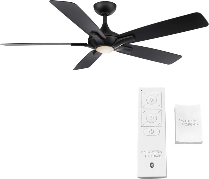 Mykonos Smart Indoor and Outdoor 5-Blade Ceiling Fan 60in Matte Black with 3000K LED Light Kit and Remote Control works with Alexa, Google Assistant, Samsung Things, and iOS or Android App - Image 2