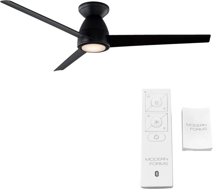 Tip Top Smart Indoor and Outdoor 3-Blade Flush Mount Ceiling Fan 52in Matte Black with 3000K LED Light Kit and Remote Control works with Alexa, Google Assistant, Samsung Things, and iOS or Android App - Image 2