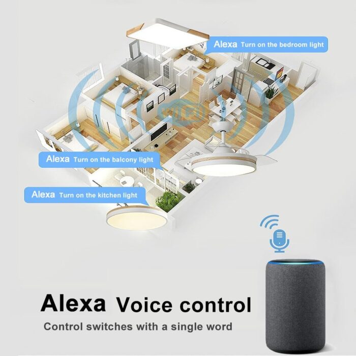 QIACHIP Upgrade Universal WIFI Ceiling Fan light Remote Control Kit, Wireless Fan Speed Lamp Controller with Timing Compatiple for Alexa, Google Home, Phone,Voice Control - Image 2