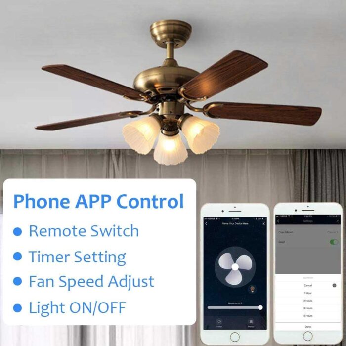 Smart WiFi Fan Switch Ceiling Fan and Light Universal Remote Control Kit, WiFi Fan Controller Compatible with Alexa Google, Phone APP Control, No Hub Required - Image 4