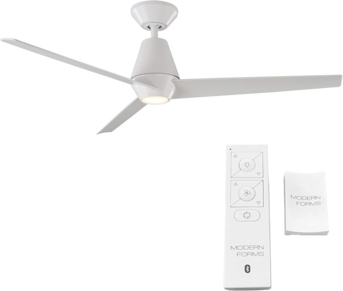 Slim Smart Indoor and Outdoor 3-Blade Ceiling Fan 52in Matte White with 3000K LED Light Kit and Remote Control works with Alexa, Google Assistant, Samsung Things, and iOS or Android App - Image 2