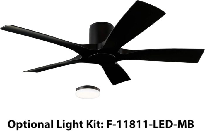 Modern Forms Aviator Smart Indoor and Outdoor 5-Blade Flush Mount Ceiling Fan 54in Matte Black with Remote Control (Light Kit Sold Separately) works with Alexa, and iOS or Android App - Image 4