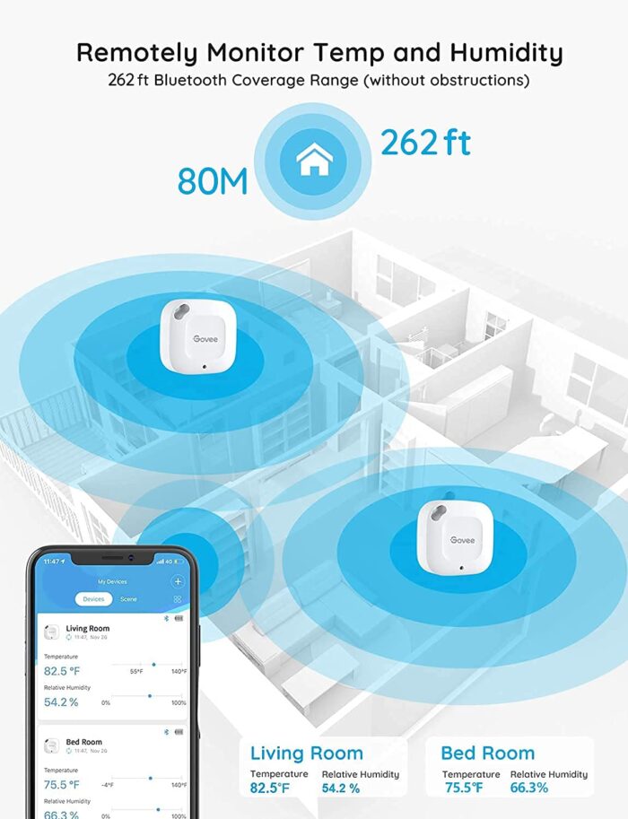 Govee Bluetooth Hygrometer Thermometer, Wireless Thermometer, Mini Humidity Sensor with Notification Alert, Data Storage and Export, 262 Feet Connecting Range - Image 4