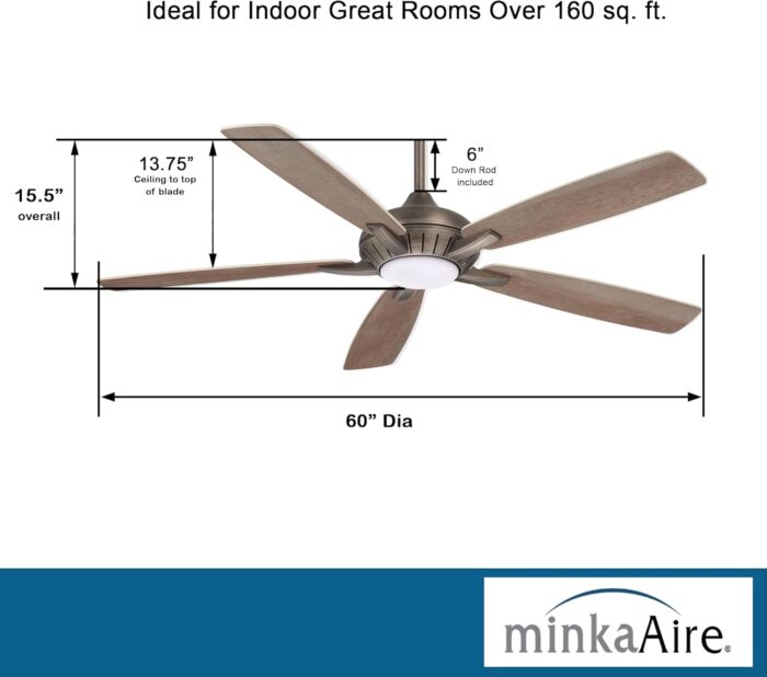 Minka Aire F1001-HBZ Dyno XL 60" Ceiling Fan with LED Light & Remote, Heirloom Bronze - Image 4