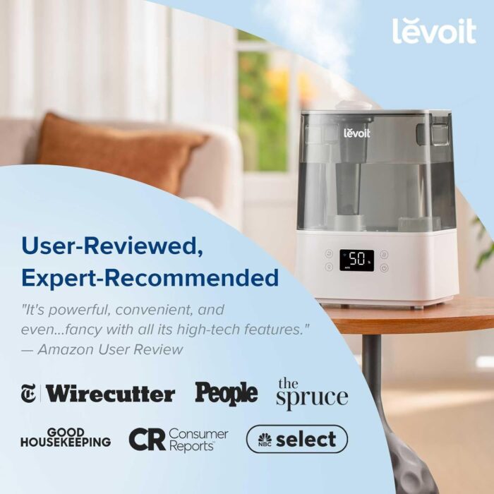 LEVOIT Smart Humidifiers for Bedroom Large Room Home,(6L) Cool Mist Top Fill Essential Oil Diffuser for Baby & Plants,Smart App & Voice Control, Rapid Humidification & Auto Mode-Quiet Sleep Mode, Gray - Image 8