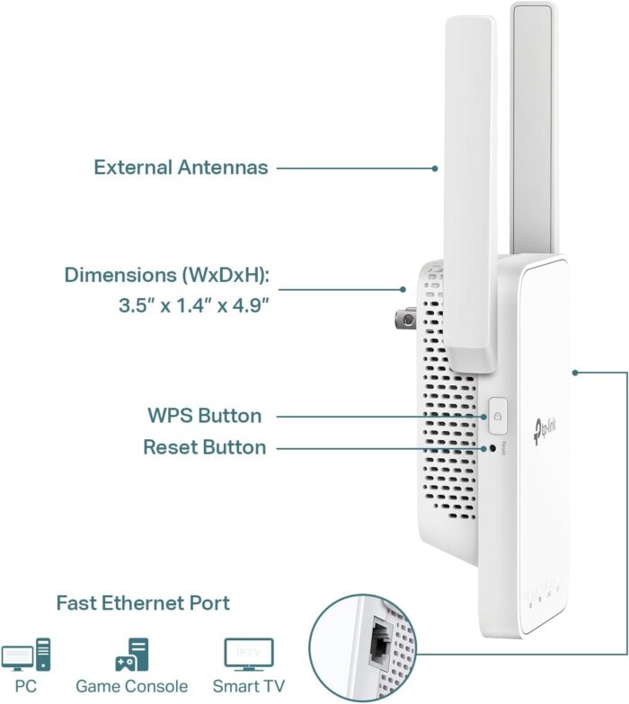 TP-Link AC1200 WiFi Extender, 2024 Wirecutter Best WiFi Extender, 1.2Gbps home signal booster, Dual Band 5GHz/2.4GHz, Covers Up to 1500 Sq.ft and 30 Devices ,support Onemesh, One Ethernet Port (RE315) - Image 6