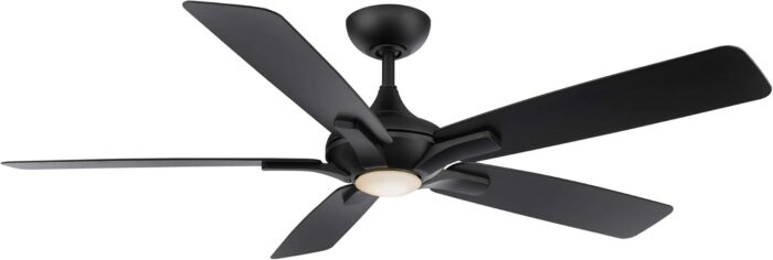 Mykonos Smart Indoor and Outdoor 5-Blade Ceiling Fan 60in Matte Black with 3000K LED Light Kit and Remote Control works with Alexa, Google Assistant, Samsung Things, and iOS or Android App