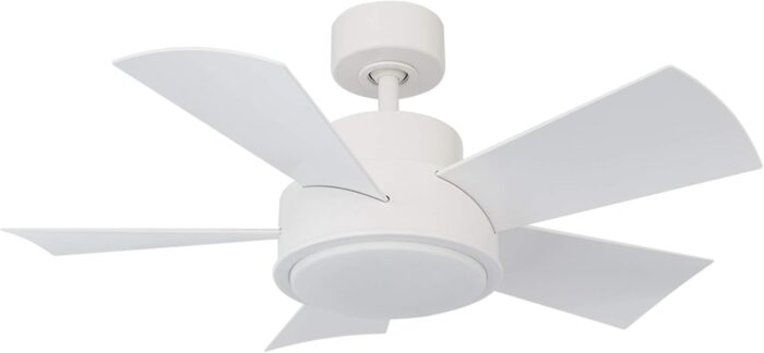 Vox Indoor and Outdoor 5-Blade 38in Smart Ceiling Fan in Matte White with 3000K LED Light Kit and Remote Control Works with Alexa and iOS or Android App - Image 3
