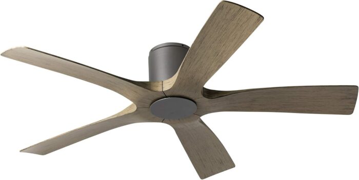 Modern Forms Aviator Smart Indoor and Outdoor 5-Blade Flush Mount Ceiling Fan 54in Graphite Weathered Gray with Remote Control (Light Kit Sold Separately) works with Alexa, and iOS or Android App