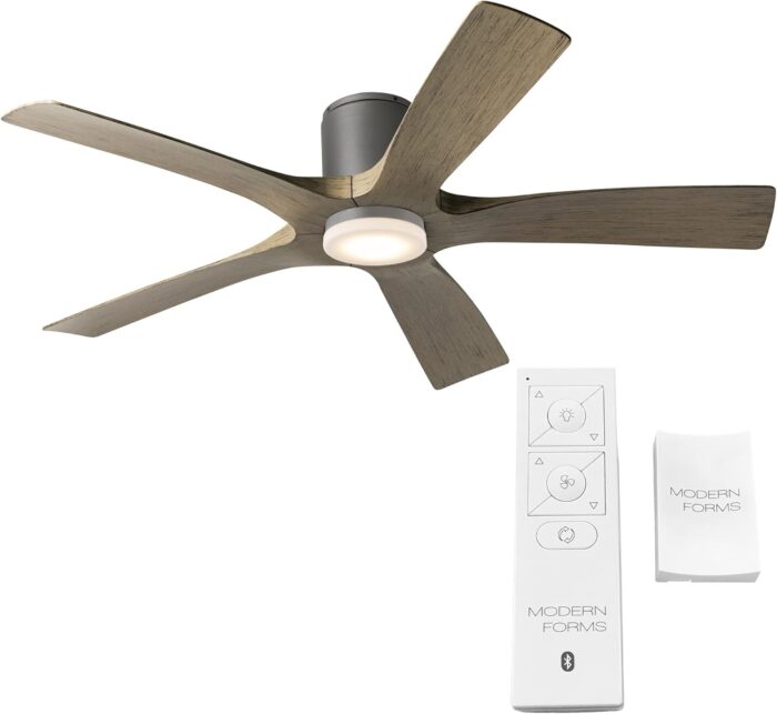 Modern Forms Aviator Smart Indoor and Outdoor 5-Blade Flush Mount Ceiling Fan 54in Graphite Weathered Gray with Remote Control (Light Kit Sold Separately) works with Alexa, and iOS or Android App - Image 2