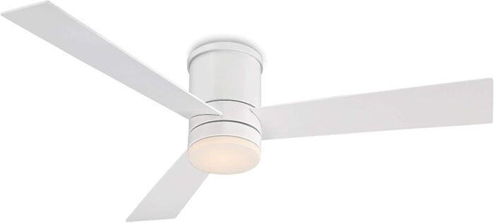 Axis Smart Indoor and Outdoor 3-Blade Flush Mount Ceiling Fan 52in Matte White with 3000K LED Light Kit and Remote Control works with Alexa, Google Assistant, Samsung Things, and iOS or Android App