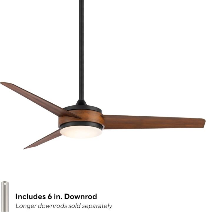 WAC Smart Fans Mod Indoor and Outdoor 3-Blade Smart Home Ceiling Fan 54in Matte Black Distressed Koa with 3000K LED Light Kit and Remote Control Works with Alexa and iOS or Android App - Image 2