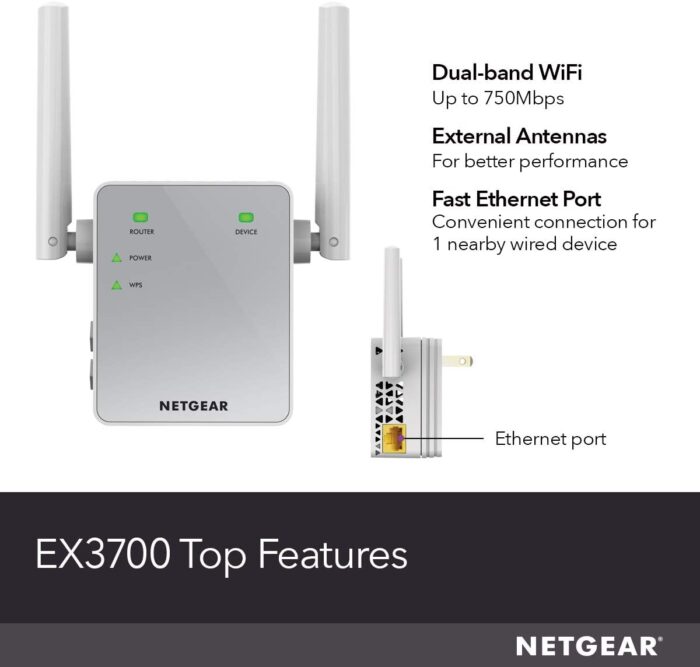 NETGEAR Wi-Fi Range Extender EX3700 - Coverage Up to 1000 Sq Ft and 15 Devices with AC750 Dual Band Wireless Signal Booster & Repeater (Up to 750Mbps Speed), and Compact Wall Plug Design - Image 5