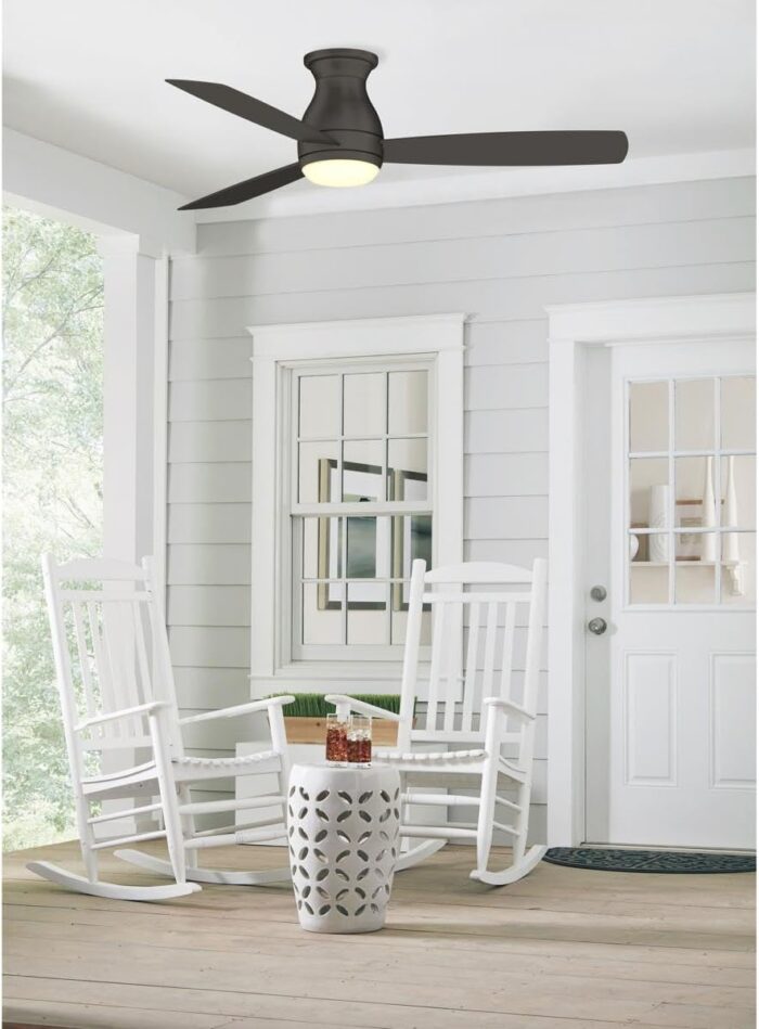 Fanimation FPS8355BGRW Hugh 52 3-Speed AC Ceiling Fan LED Light Kit and Remote Control - Wet Rated, Inch, Matte Greige, 52-Inch - Image 8
