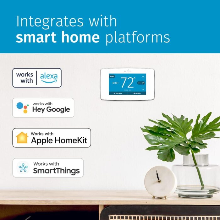 EMERSON Sensi Touch Wi-Fi Smart Thermostat with Touchscreen Color Display, Works with Alexa, Energy Star Certified, C-wire Required, ST75W , White - Image 7