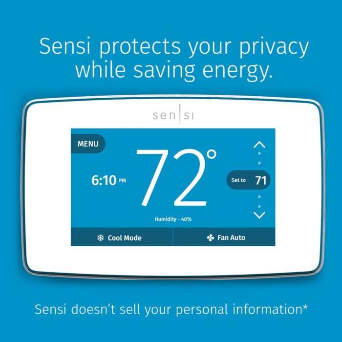 EMERSON Sensi Touch Wi-Fi Smart Thermostat with Touchscreen Color Display, Works with Alexa, Energy Star Certified, C-wire Required, ST75W , White - Image 2