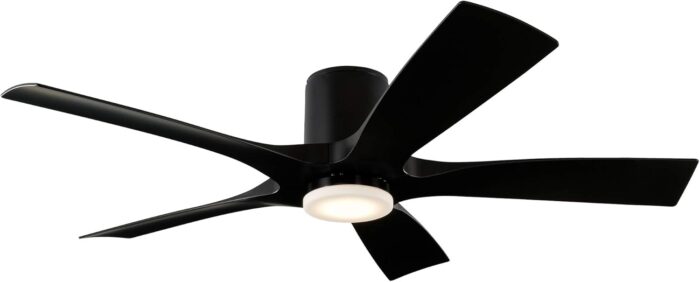 Modern Forms Aviator Smart Indoor and Outdoor 5-Blade Flush Mount Ceiling Fan 54in Matte Black with Remote Control (Light Kit Sold Separately) works with Alexa, and iOS or Android App - Image 5