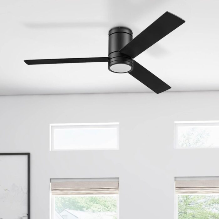 Prominence Home Espy Modern 52 Inch Ceiling Fan with Light, LED, Remote Control, Flush Mount Indoor Fan with 3 Blades, Matte Black and Honey Birch Blade Finish Options, Matte Black (51464-01) - Image 11