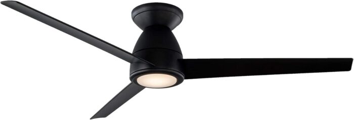 Tip Top Smart Indoor and Outdoor 3-Blade Flush Mount Ceiling Fan 52in Matte Black with 3000K LED Light Kit and Remote Control works with Alexa, Google Assistant, Samsung Things, and iOS or Android App