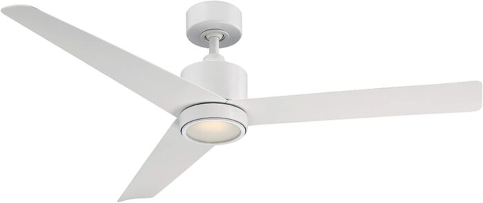 Lotus Smart Indoor and Outdoor 3-Blade Ceiling Fan 54in Matte White with 3000K LED Light Kit and Remote Control works with Alexa, Google Assistant, Samsung Things, and iOS or Android App