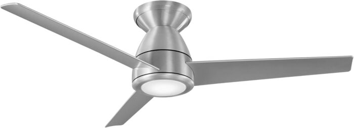 Tip Top Smart Indoor and Outdoor 3-Blade Flush Mount Ceiling Fan 44in Brushed Aluminum with 3000K LED Light Kit and Remote Control works with Alexa, Google Assistant, Samsung Things, and iOS or Android App