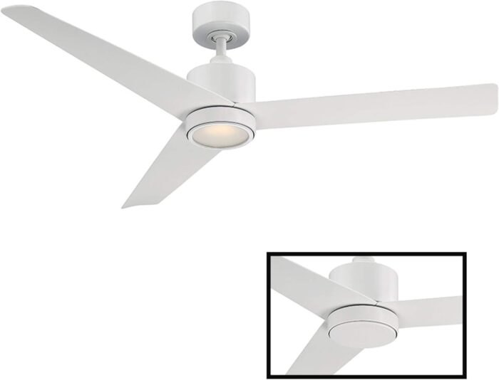 Lotus Smart Indoor and Outdoor 3-Blade Ceiling Fan 54in Matte White with 3000K LED Light Kit and Remote Control works with Alexa, Google Assistant, Samsung Things, and iOS or Android App - Image 3