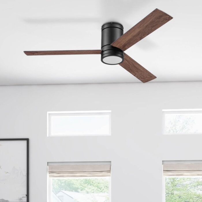 Prominence Home Espy Modern 52 Inch Ceiling Fan with Light, LED, Remote Control, Flush Mount Indoor Fan with 3 Blades, Matte Black and Honey Birch Blade Finish Options, Matte Black (51464-01) - Image 12