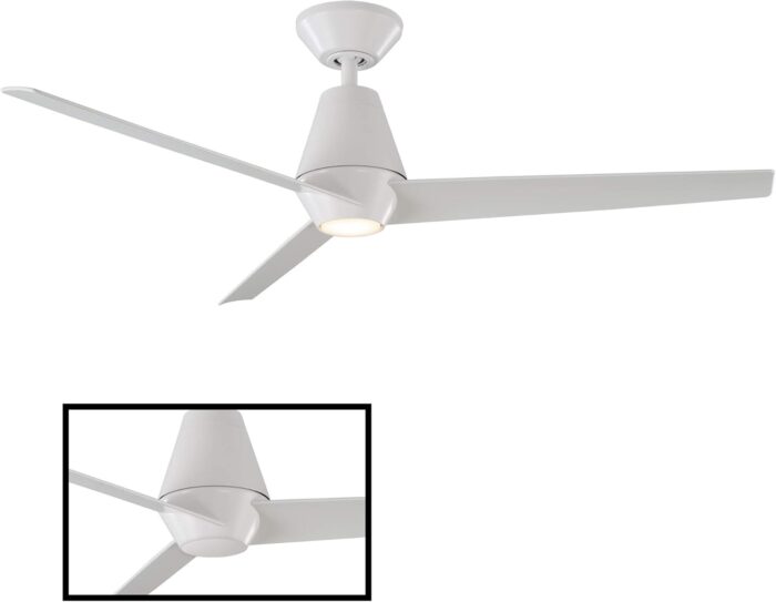 Slim Smart Indoor and Outdoor 3-Blade Ceiling Fan 52in Matte White with 3000K LED Light Kit and Remote Control works with Alexa, Google Assistant, Samsung Things, and iOS or Android App - Image 3