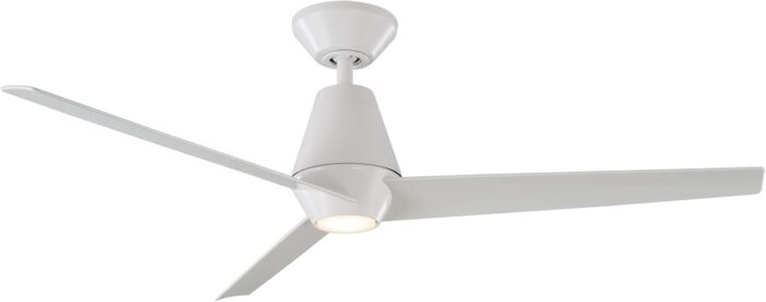 Slim Smart Indoor and Outdoor 3-Blade Ceiling Fan 52in Matte White with 3000K LED Light Kit and Remote Control works with Alexa, Google Assistant, Samsung Things, and iOS or Android App