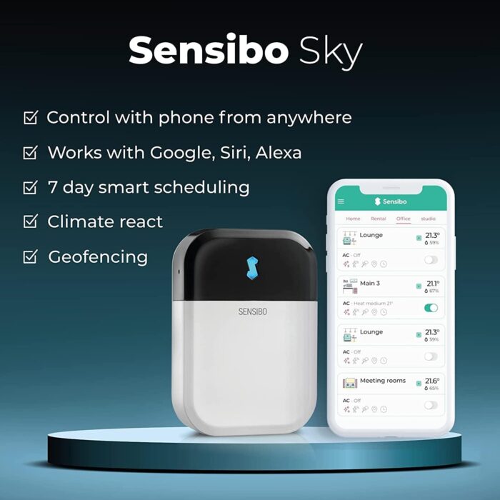 Sensibo Sky, Smart Wireless Air Conditioner Controller. Quick & Easy DIY Installation. Maintains Comfort with Energy Efficient. Automatic Wifi Thermostat Control App. Google, Alexa and Siri Compatible - Image 2