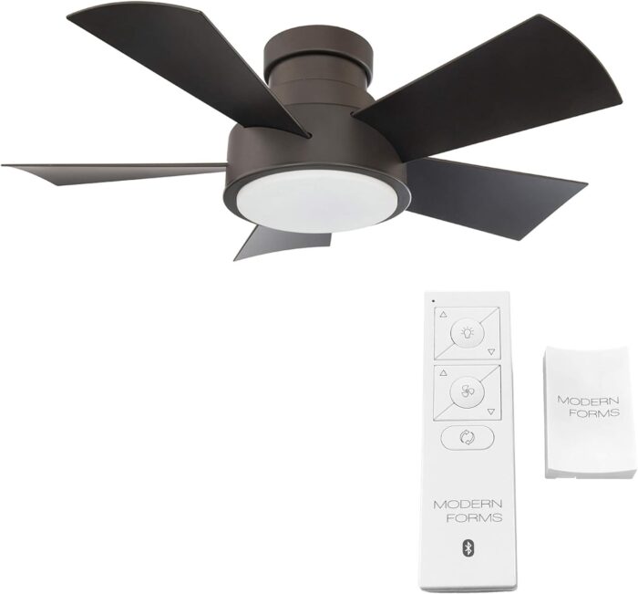 Vox Smart Indoor and Outdoor 5-Blade Flush Mount Ceiling Fan 38in Bronze with 3000K LED Light Kit and Remote Control works with Alexa, Google Assistant, Samsung Things, and iOS or Android App - Image 3