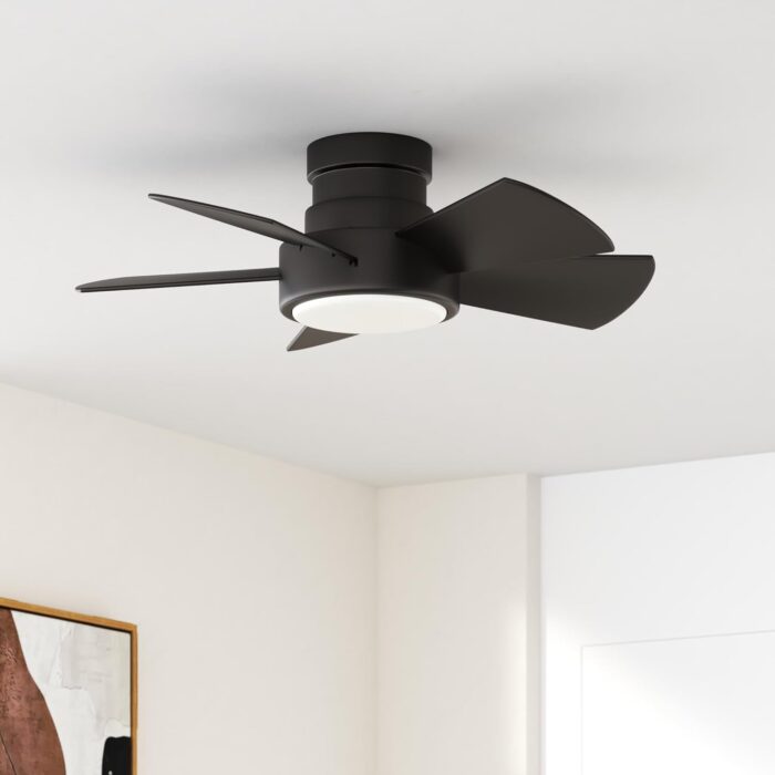 Vox Smart Indoor and Outdoor 5-Blade Flush Mount Ceiling Fan 38in Bronze with 3000K LED Light Kit and Remote Control works with Alexa, Google Assistant, Samsung Things, and iOS or Android App - Image 2