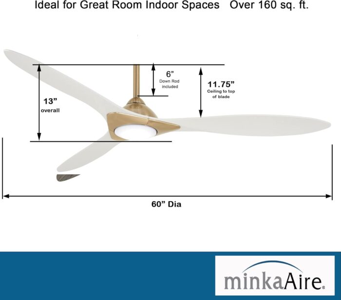 MINKA-AIRE CeilingF868 Ceiling Fan (Soft Brass/Flat White) - Image 3