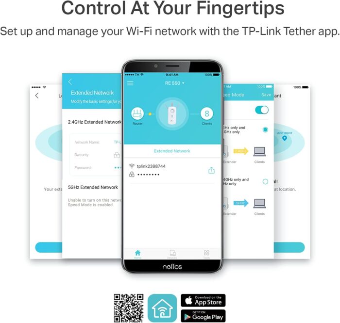 TP-Link AC1900 WiFi Extender (RE550), Covers Up to 2800 Sq.ft and 35 Devices, 1900Mbps Dual Band Wireless Repeater, Internet Booster, Gigabit Ethernet Port - Image 7