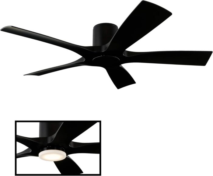 Modern Forms Aviator Smart Indoor and Outdoor 5-Blade Flush Mount Ceiling Fan 54in Matte Black with Remote Control (Light Kit Sold Separately) works with Alexa, and iOS or Android App - Image 3