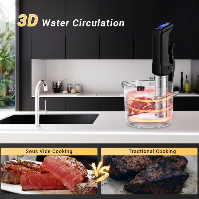 Inkbird WIFI Sous Vide Machine ISV-100W, 1000 Watts Sous-Vide Cooker Immersion Circulator with 14 Preset Recipes on APP & Calibration Function, Thermal Immersion, Fast-Heating with Timer |Best Gift - Image 5