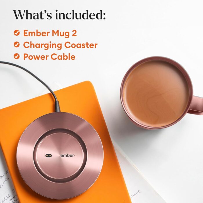 Ember Temperature Control Smart Mug 2, 10 Oz, App-Controlled Heated Coffee Mug with 80 Min Battery Life and Improved Design, Rose Gold - Image 5