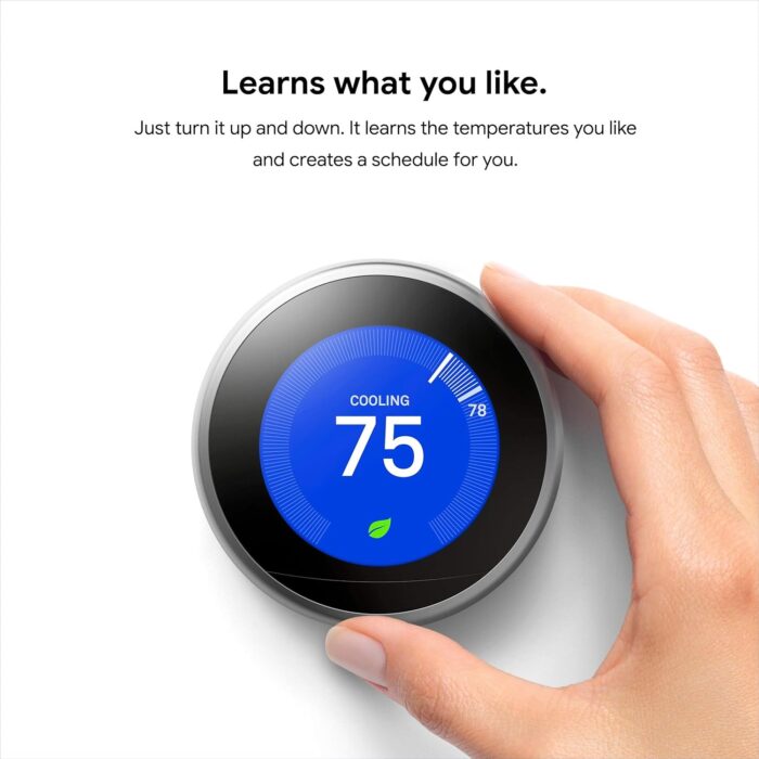 Google Nest Learning Thermostat - 3rd Gen (2015) - Programmable Smart Thermostat for Home - Works with Alexa - Polished Steel - Image 5