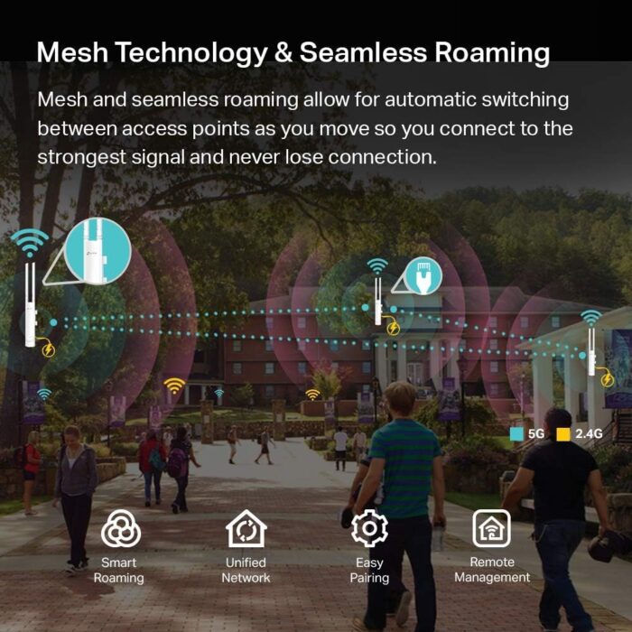 TP-Link EAP225-Outdoor | Omada AC1200 Wireless Gigabit Outdoor Access Point | Business WiFi Solution w/ Mesh Support, Seamless Roaming & MU-MIMO | PoE Powered | SDN Integrated | Cloud Access & App - Image 3